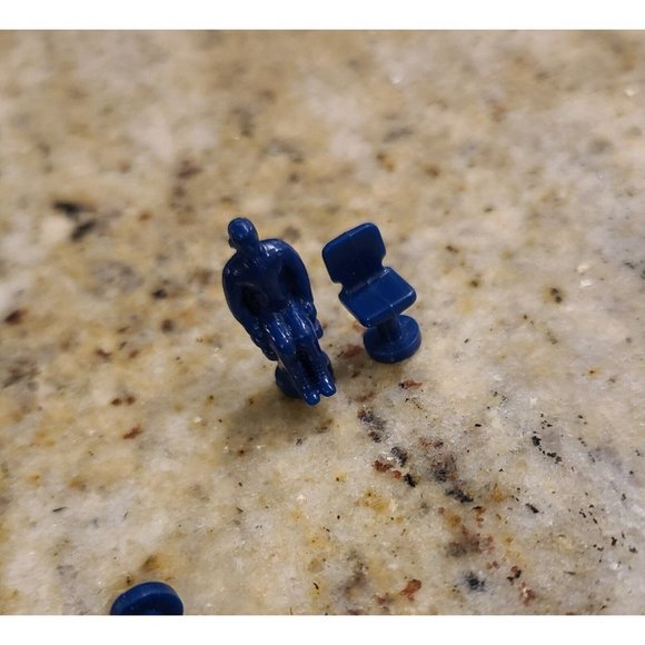 Miniature Tiny Little Blue Men Game Pieces?? Army Figures. Chairs Lot of 25 - Picture 6 of 6